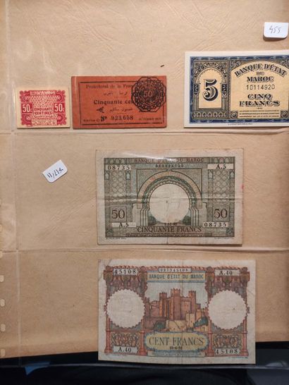 null MOROCCO Set of 24 banknotes, including 2 banknotes of 10 F 1926 (P. 11)
VF and...