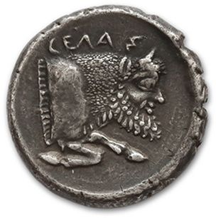 null SICILY: Gela (5th century BC)
Tetradrachm. 17,25 g.
Protome of androcephalous...