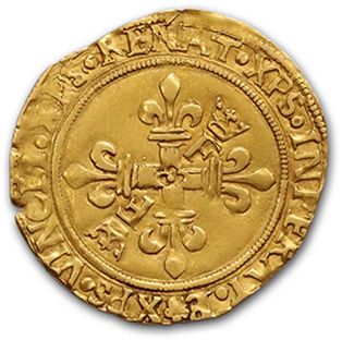 null FRANÇOIS I (1515-1547)
Golden shield with sun of Dauphiné, 2nd type. Grenoble....