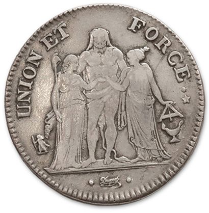 null DIRECTOIRE (1795-1799) 5 francs type Union et Force: 2 copies. Year 5 Paris...