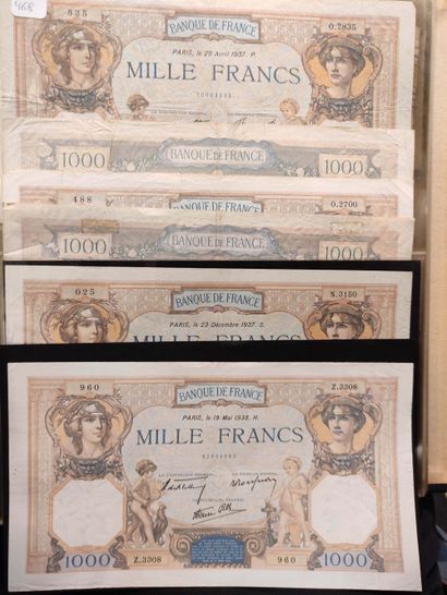 null Ensemble de 19 billets de 1.000 et 5.000 F dont 5.000 F du 8.12.1938 (F. 46),...