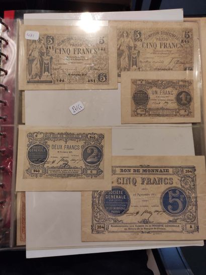 null FRANCE - Émissions diverses Ensemble de 5 billets de nécessité de 1871 du Comptoir...