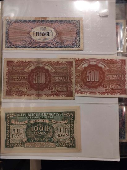 null Set of 21 Treasury notes, including 500 F flag and 1000 F France (F. 21 and...