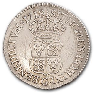 null LOUIS XV (1715-1774)
Quart d'écu de Navarre. 1718.
Quart d'écu aux huit L: 2...