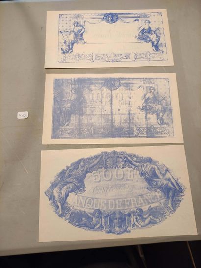 null Set of 39 banknotes, after re-establishment of the Franc; three reproductions...