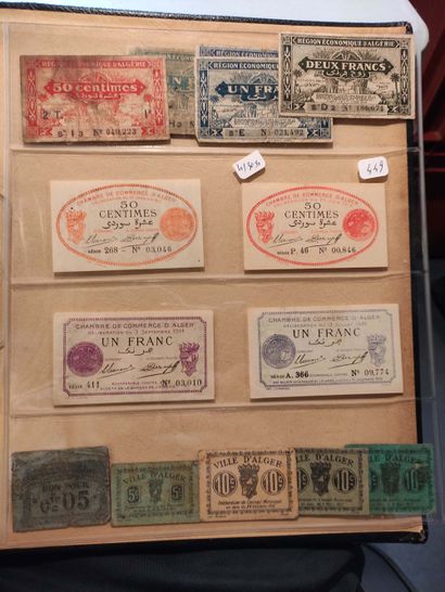 null ALGERIA and TUNISIA Set of 30 necessity notes including Bône, Oran,
Philippeville,...