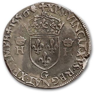 null HENRI II (1547-1559)
Teston. 1556.
D. 983. TTB.