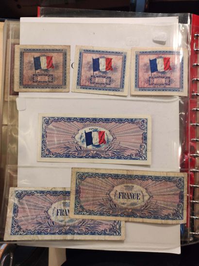 null Ensemble de 21 billets du Trésor, dont 500 F drapeau et 1000 F France (F. 21...