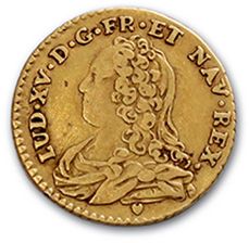 null Half gold louis with glasses. 1727.
D. 1641. VF to TTB.