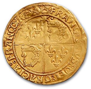 null Écu d'or au soleil du Dauphiné, 1er type. Crémieu (Pt 1er). 3,30 g.
D. 782....