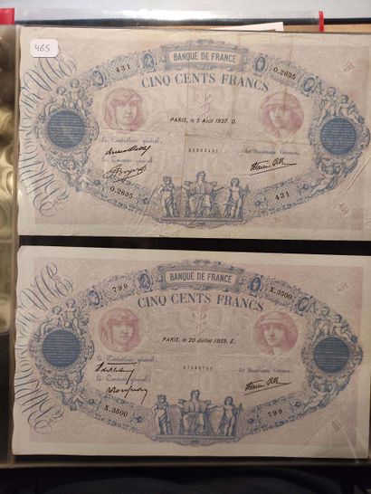 null Ensemble de 12 billets de 100 F et 500 F dont 100 F LOM du 15.12.1908 (F. 22)...