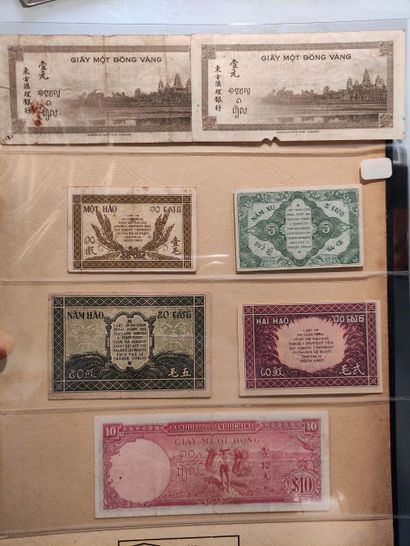 null INDOCHINE/VIETNAM/LAOS Ensemble de 87 billets, dont 500 piastres (P. 57) et...