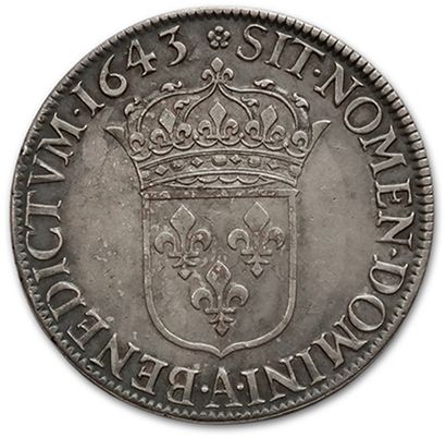 null Ecu of 60 sols, 2nd mark of Warin. 1643. Paris.
D. 1349. TTB to superb.