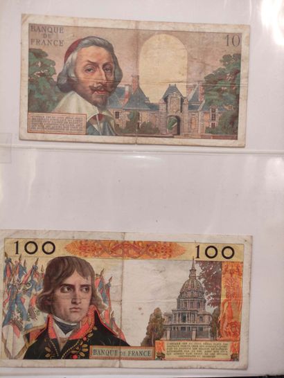 null Ensemble de 39 billets, après rétablissement du Franc; on joint trois reproductions...