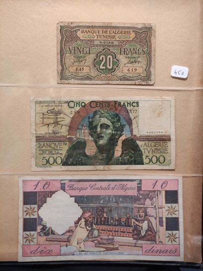 null Ensemble de 33 billets, dont 500 F Tunisie du 2.01.1952 (P. 28), TB TB et T...