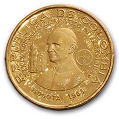 null International Eucharistic Congress of 1968 in Bogota: 5 gold coins 900 thousandths:...