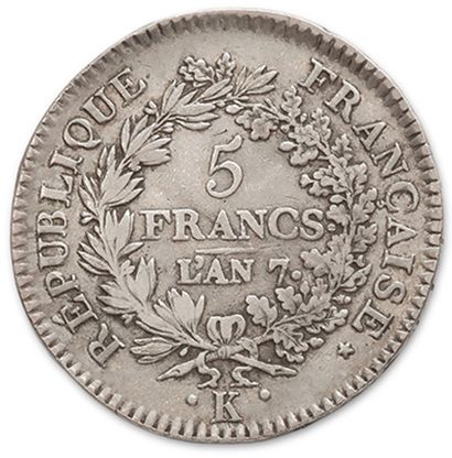 null DIRECTOIRE (1795-1799) 5 francs type Union et Force: 2 copies. Year 5 Paris...
