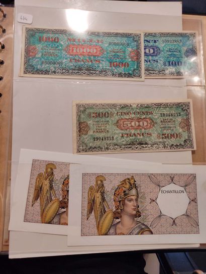 null Set of 21 Treasury notes, including 500 F flag and 1000 F France (F. 21 and...
