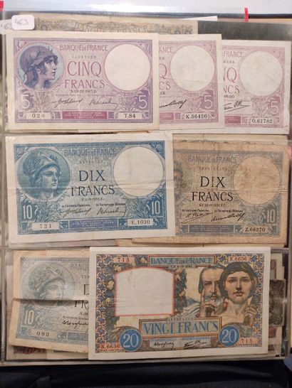 null Ensemble de 17 billets de 5 F à 20 F dont 2 billets 20 F, 1906 et 1912 (F. 10)...
