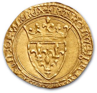 null Gold shield with crown (Pt 8). 3,73 g. 
 D. 369D. TTB.