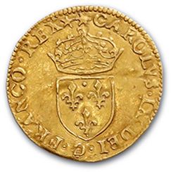 null Half gold shield with sun in the name of Charles IX. 1575. 1,67 g. 
 D. 1099....