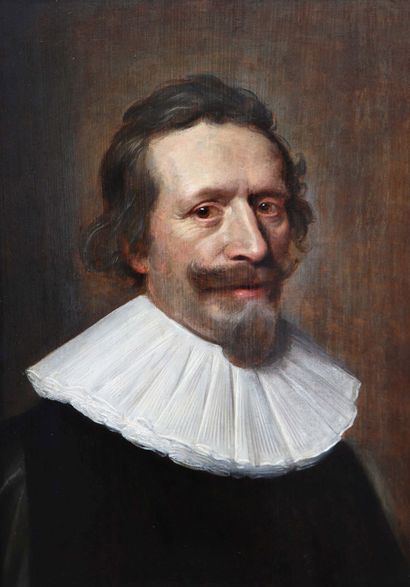 Attribué à Pieter MEERT (1619 - 1669) Portrait d'homme au col blanc Panneau 55,5...