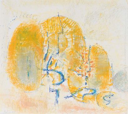 GUSTAV BOLIN (1920-1999) 
Composition abstraite.
Pastel et crayon sur papier. Signé...