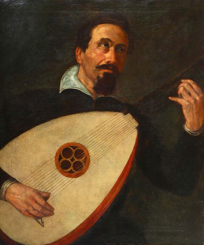 ATTRIBUÉ À LEANDRO BASSANO (1557 - 1622) Le joueur de luth Toile 80 x 67 cm Provenance...