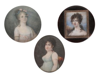 Ecole Française. Fin XVIIIème, début XIXème siècle 
Ensemble de trois miniatures...