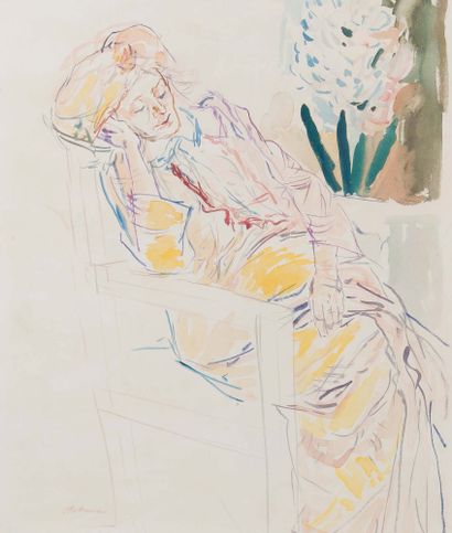 D'après Oskar KOKOSCHKA (1886-1980) 
Femme assise
Aquarelle sur papier. Signé en...