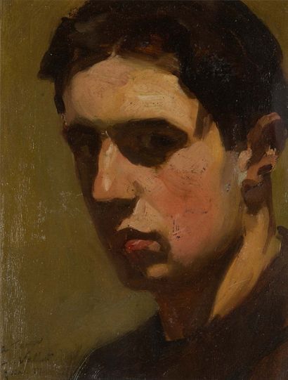 Louis VALTAT 1869-1952) 
Portrait présumé du fils de l'artiste
Papier collé sur carton....