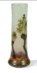 null LEGRAS (1839 - 1916)

Vase rouleau en verre à décor peint polychrome d'arbres.

Signé.

H....