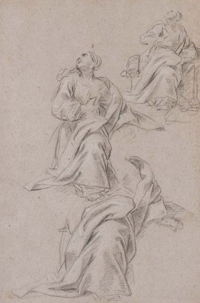 École italienne du début du XVIIIème siècle Study of figures
Drawing on both sides,...