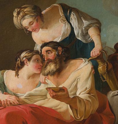 Joseph Marie VIEN (Montpellier 1716 - Paris 1809) Loth and his daughters Canvas 63...