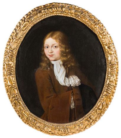 École anglaise du XVIIIème siècle Portrait de garçon.
Huile sur toile ovale, réentoilée.
56...