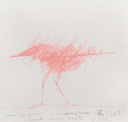 César Baldaccini dit CESAR (1921-1998) Poule
Crayon sur papier. Signé et envoyé.
26...