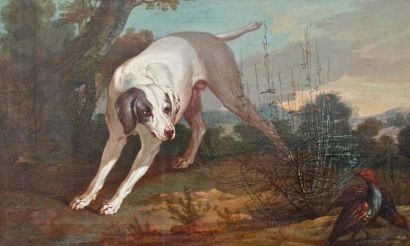 Attribué à Jean-Baptiste Oudry (1686-1755) Dog at a standstill
Oil on canvas
146...