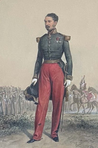 Auguste Denis RAFFET (Paris 1804-Gênes 1860) The Duke of Orleans in front of his...