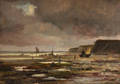J. MEISNBERG. (XIXème siècle) A marée basse
Huile sur toile. Signé en bas à gauche.
62...