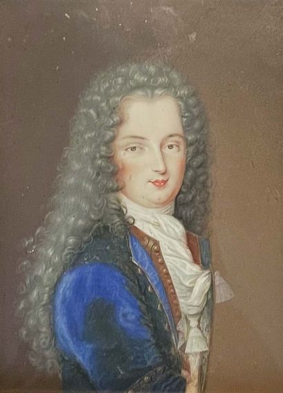 École FRANÇAISE du XVIIIe siècle Portrait d'un marquis vêtu d'un habit bleu
Cuivre
17...