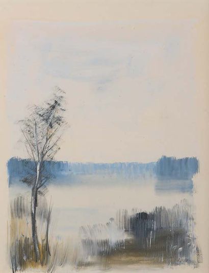 Jean Pierre REMON (né en 1928). Vues de lacs.
Ensemble de quatre gouaches et aquarelles,...