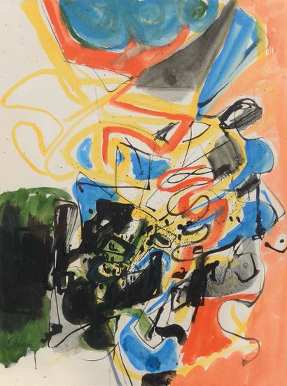 Pierre Fulcrand (1914-2004) Composition abstraite
Aquarelle sur papier
Signé en bas...