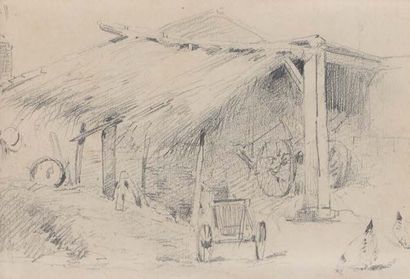 Attribué à Eugène GALIEN-LALOUE (1854-1941) Draft horses
Farmyard
Two graphite pencils...