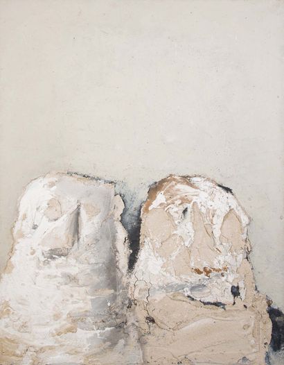 Paul REBEYROLLE (1926-2005) Deux bustes de plâtre II (Série“Les Pantheons”-1991
Huile...