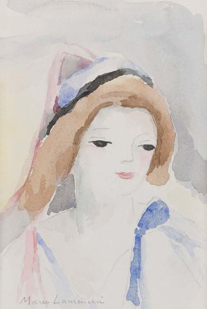Marie LAURENCIN (1883-1956) Portrait
Watercolour on paper. Signed lower left 21.5...