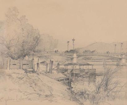 Eugène GALIEN-LALOUE (1854-1941 The bridge
Graphite on paper
Signed lower left 20.5...