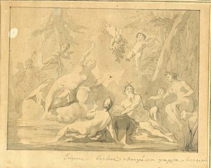 Pierre-Jacques CAZES (1676-1754) Erigone, Bacchus changed into a bunch of grapes
Ink...
