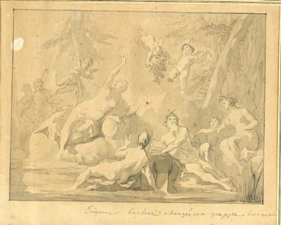 Pierre-Jacques CAZES (1676-1754) Érigone, Bacchus changée en grappe de raisin
Encre...