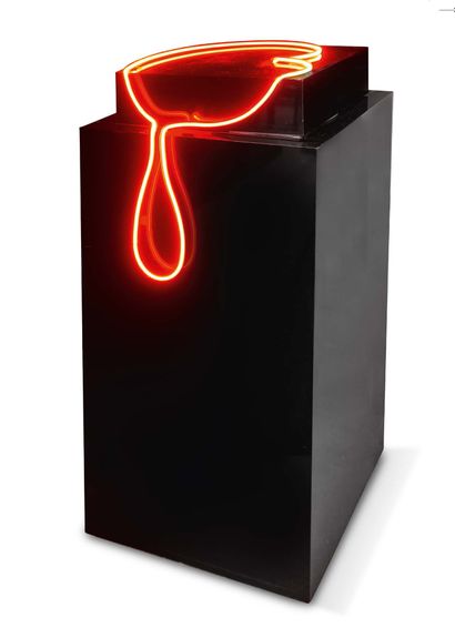 Ron FERRI (1932-2019) Le coeur qui saigne
Sculpture en perspex noir et néon rouge.
Signé...