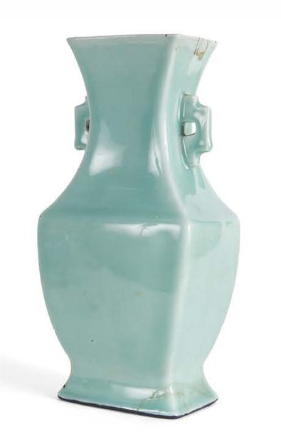 Celadon-glazed porcelain baluster vase with...